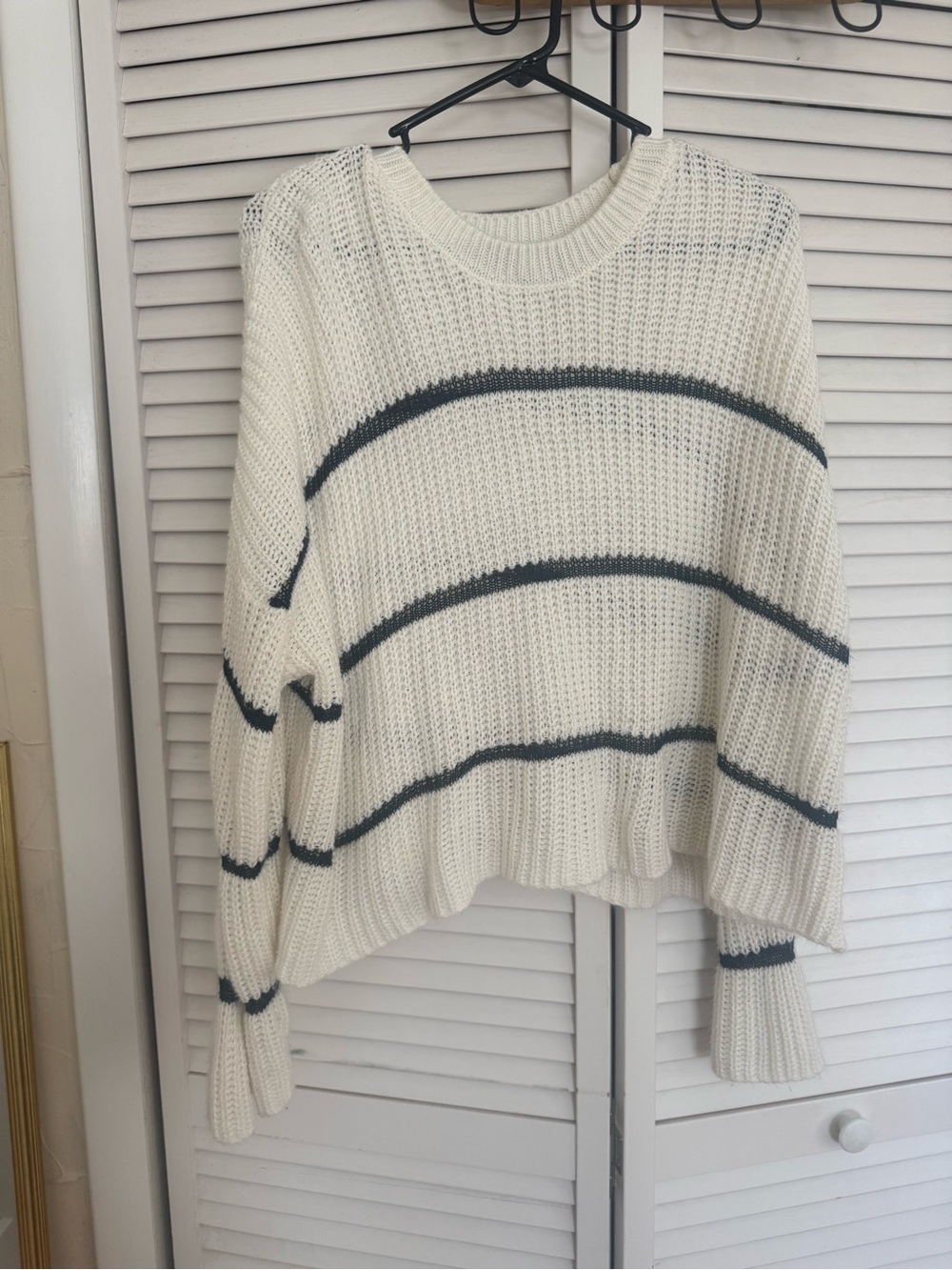 Cozy Cream Striped Chunky Knit Sweater